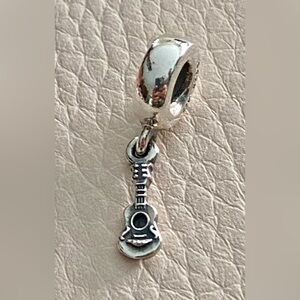 RARE !! Authentic Pandora Sterling Silver Dangle Guitar Charm ~Retired & RARE !!